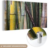 MuchoWow® Glasschilderij 40x20 cm - Schilderij acrylglas - Vele soorten bamboe in het Bamboebos van Arashiyama in Japan - Foto op glas - Schilderijen