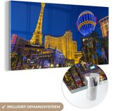 MuchoWow® Glasschilderij 40x20 cm - Schilderij acrylglas - Strip - Las Vegas - Amerika - Foto op glas - Schilderijen