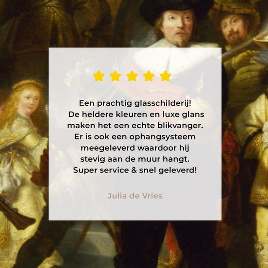 MuchoWow® Glasschilderij 160x80 cm - Schilderij acrylglas - De Nachtwacht - Rembrandt van Rijn - Foto op glas - Schilderijen