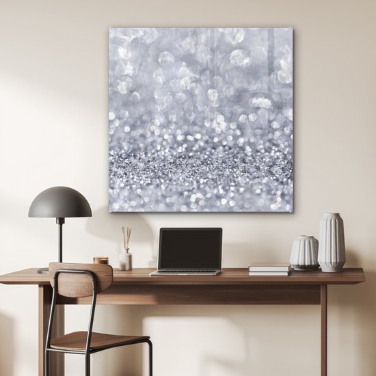 MuchoWow® Peinture sur Verre - Paillettes Argentées - 90x90 cm - Peintures sur Verre Acrylique - Photo sur Glas