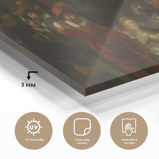 Peinture sur Verre - La Nachtwacht - Peinture de Rembrandt van Rijn - 40x20 cm - Peintures sur Verre Peintures - Photo sur Glas