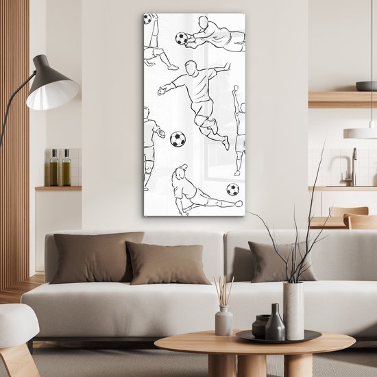 ® Glasschilderij 60x120 cm - Schilderij acrylglas - Een illustratie van spelers in verschillende posities - Jongetje - Meisje - Kinderen - Foto op glas - Muurdecoratie woonkamer - Wanddecoratie slaapkamer - Schilderijen