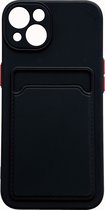 Casemania Hoesje voor Apple iPhone 13 Zwart - Siliconen Back Cover met Kaarthouder