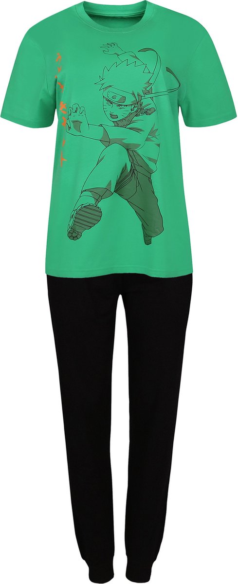 Naruto - Herenpyjama met korte mouwen, katoenen pyjama, groen en zwart, OEKO-TEX / XXL