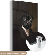 MuchoWow® Glasschilderij 80x120 cm - Schilderij acrylglas - Oude Meesters - Hond - Dieren - Foto op glas - Schilderijen