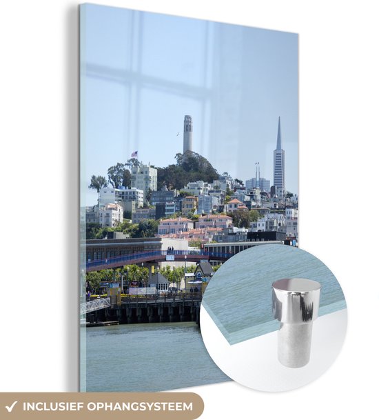 MuchoWow® Glasschilderij - Uitzicht op Pier 39 in San Francisco - 120x160 cm - Acrylglas Schilderijen - Foto op Glas