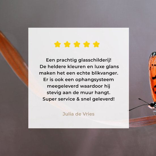 MuchoWow® Peinture sur verre 150x100 cm - Peinture sur verre acrylique - Insecte - Oranje - Feuille - Photo sur verre - Peintures