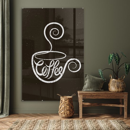 MuchoWow® Peinture sur verre 120x180 cm - Peinture sur verre acrylique - Dictons - Tableau noir - Citations - Coffee - Photo sur verre - Peintures
