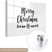 MuchoWow® Peinture sur verre 90x60 cm - Peinture sur verre acrylique - Citation de Noël "Joyeux Noël" sur fond blanc - Photo sur verre - Peintures