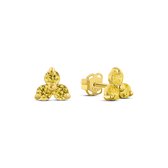 Silventi 9NBSAM-G230035 Clips d'oreilles en or avec trois pierres de zircone - Jaune - 5,5x5,5 mm - 14 carats - Or