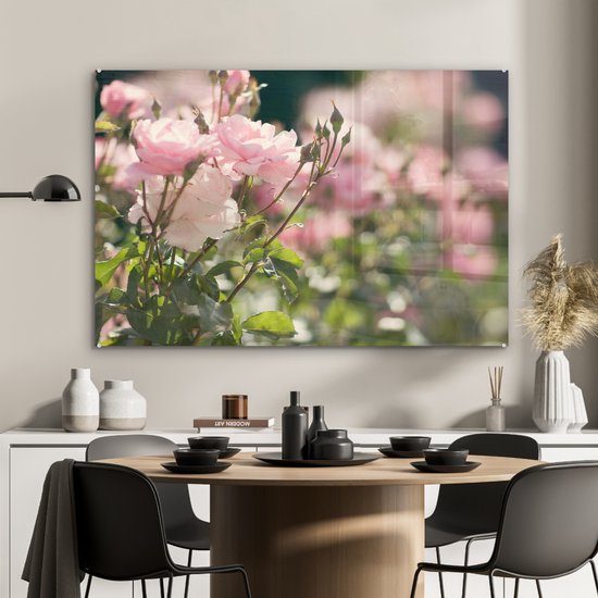 MuchoWow® Peinture sur Verre - Roses - Fleurs - Rose - 90x60 cm - Peintures sur Verre Peintures - Photo sur Glas