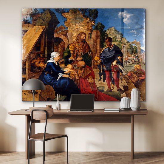 MuchoWow® Peinture sur verre 160x120 cm - Peinture sur verre acrylique - Adoration des Mages - peinture d' Albrecht Dürer - Photo sur verre - Peintures