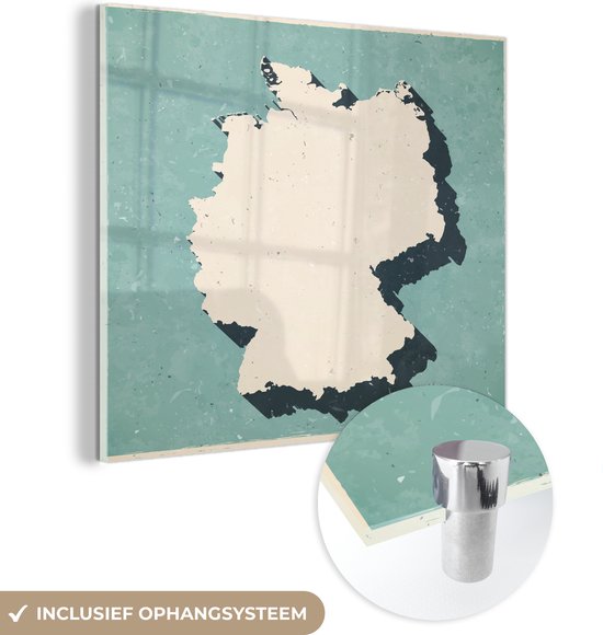 Glasschilderij - 20x20 cm - Kaart - Bussum - Vintage