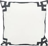 Sierkussen Clé Grecque White & Noire - Collection Plein air/ Outdoor | 45 x 45 cm | Coton / Polyester
