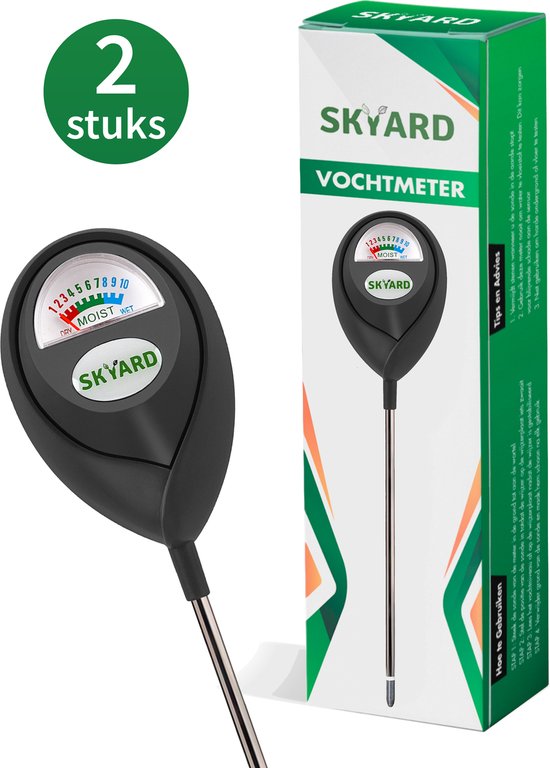 Foto: Skyard 2 stuks zwart vochtmeter voor planten vochtigheidsmeter binnen en buiten hygrometer vochtmeter grond watermeter voor kamerplanten tuinartikelen