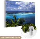 MuchoWow® Glasschilderij 120x80 cm - Schilderij acrylglas - Eilanden bij Bora Bora - Foto op glas - Schilderijen