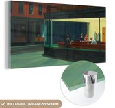 MuchoWow® Glasschilderij 160x80 cm - Schilderij acrylglas - Nighthawks - Edward Hopper - Foto op glas - Schilderijen