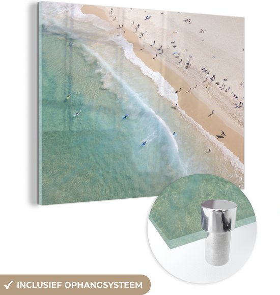 MuchoWow® Peinture sur verre - Vue de dessus de la plage de Bondi en Australie - 160x120 cm - Peintures sur verre acrylique - Photo sur Glas
