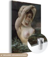 MuchoWow® Glasschilderij 60x80 cm - Schilderij acrylglas - The Woman in the Waves - Schilderij van Gustave Courbet - Foto op glas - Schilderijen