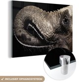 MuchoWow® Peinture sur verre 120x80 cm - Peinture sur verre acrylique - Éléphant - Animaux - Zwart - Nature - Photo sur verre - Peintures