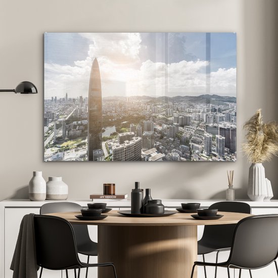 ® Glasschilderij 90x60 cm - Schilderij acrylglas - De Kingkey 100 bij Shenzhen - Foto op glas - Muurdecoratie woonkamer - Wanddecoratie slaapkamer - Schilderijen