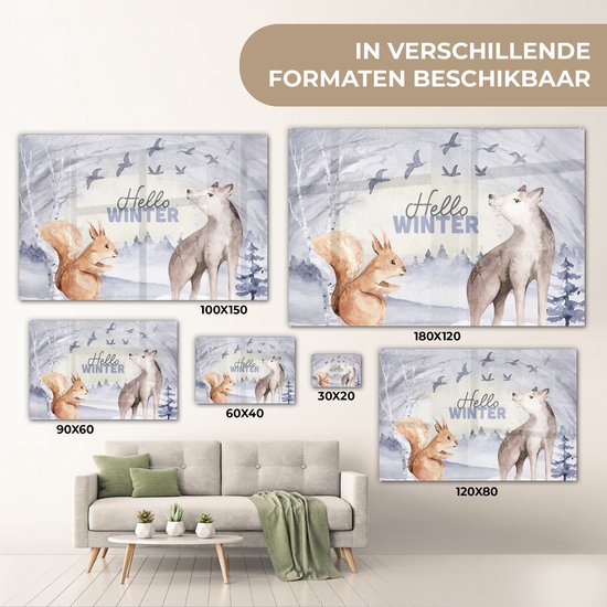 MuchoWow® Peinture sur Verre - Neige - Hiver - Animaux - 120x80 cm - Peintures sur Verre Acrylique - Photo sur Glas