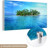 MuchoWow® Glasschilderij 160x80 cm - Schilderij acrylglas - Eiland - Tropisch - Zee - Foto op glas - Schilderijen