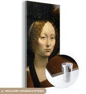 MuchoWow® Glasschilderij 80x160 cm - Schilderij acrylglas - Ginevra de' Benci - Leonardo da Vinci - Foto op glas - Schilderijen