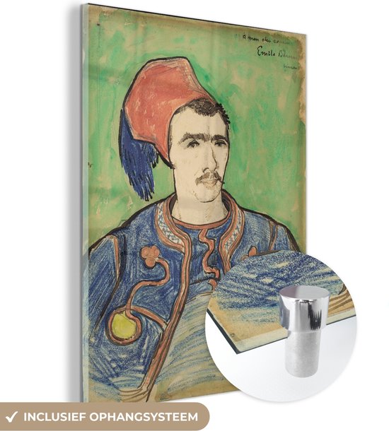MuchoWow® Peinture sur Verre - Le Zouave - Vincent van Gogh - 90x120 cm - Peintures sur Verre Acrylique - Photo sur Glas