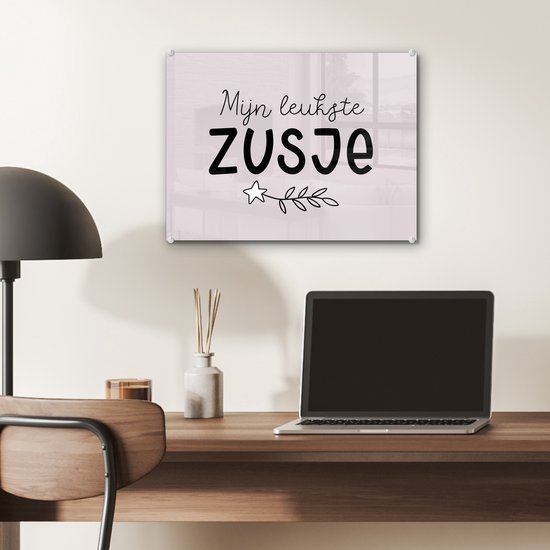 MuchoWow® Peinture sur verre 40x30 cm - Peinture sur verre acrylique - Citations - Dictons - Ma plus belle sœur - Sœur - Photo sur verre - Peintures