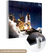 MuchoWow® Peinture sur verre 50x50 cm - Peinture sur verre acrylique - Fusée - Nuages - Espace - Photo sur verre - Peintures