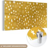 MuchoWow® Glasschilderij 40x20 cm - Schilderij acrylglas - Kerst - Patronen - Goud - Foto op glas - Schilderijen