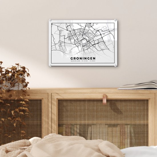 Peinture sur Verre - Plan de la Ville - Groningue - Pays- Nederland - 30x20 cm - Peintures sur Verre Peintures - Photo sur Glas