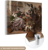 MuchoWow® Glasschilderij 80x60 cm - Schilderij acrylglas - Soo voer gesongen soo na gepepen - Jan Steen - Foto op glas - Schilderijen