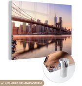 MuchoWow® Glasschilderij 160x120 cm - Schilderij acrylglas - New York - Brooklyn - Bridge - Foto op glas - Schilderijen