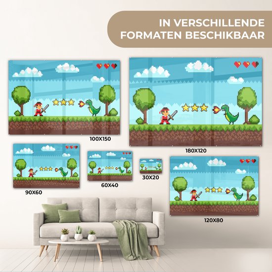 MuchoWow® Peinture sur verre 30x20 cm - Peinture sur verre acrylique - Gaming - Arcade - Rétro - Photo sur verre - Peintures