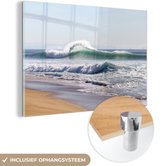 MuchoWow® Glasschilderij 30x20 cm - Schilderij acrylglas - Strand - Golven - Zee - Foto op glas - Schilderijen