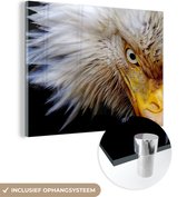 MuchoWow® Glasschilderij 120x90 cm - Schilderij acrylglas - Vogel - Oog - Snavel - Foto op glas - Schilderijen
