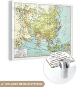 MuchoWow® Glasschilderij 80x60 cm - Schilderij acrylglas - Klassieke wereldkaart Azië - Foto op glas - Schilderijen