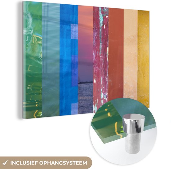 MuchoWow® Peinture sur verre 180x120 cm - Peinture acrylique sur verre - Arc-en-ciel réalisé à partir de photos - Photo sur verre - Peintures