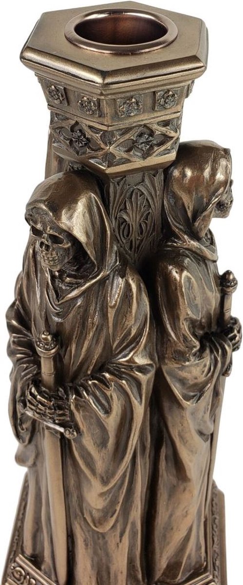 Veronese Design - Drie Reapers Kandelaar - Gebronsd - 21cm - Zeer gedetailleerd