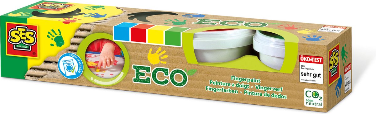 SES - Eco - vingerverf basis - 4 kleuren - hypoallergeen - makkelijk uitwasbaar - SES