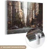 MuchoWow® Glasschilderij 90x60 cm - Schilderij acrylglas - Straat in New York - Foto op glas - Schilderijen