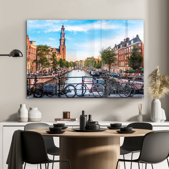 Peinture sur Verre - Canal à Amsterdam - 120x80 cm - Peintures sur Verre Peintures - Photo sur Glas