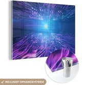 MuchoWow® Peinture sur verre 30x20 cm - Peinture acrylique sur verre - Circuit imprimé avec lumière violette et bleue - Photo sur verre - Peintures