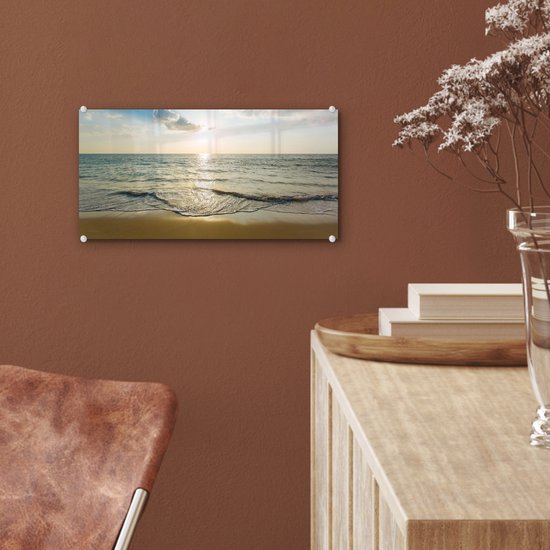 MuchoWow® Peinture sur verre - Mer - Été - Plage - 40x20 cm - Peintures sur verre acrylique - Photo sur Glas