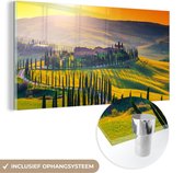 MuchoWow® Peinture sur verre 40x20 cm - Peinture sur verre acrylique - Herbe - Soleil - Colline - Paysage - Photo sur verre - Peintures