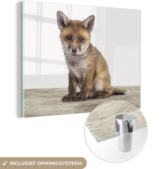 MuchoWow® Peinture sur verre 40x30 cm - Peinture acrylique sur verre - Renard - Bébé renard - Enfants - Filles - Garçons - Photo sur verre - Peintures