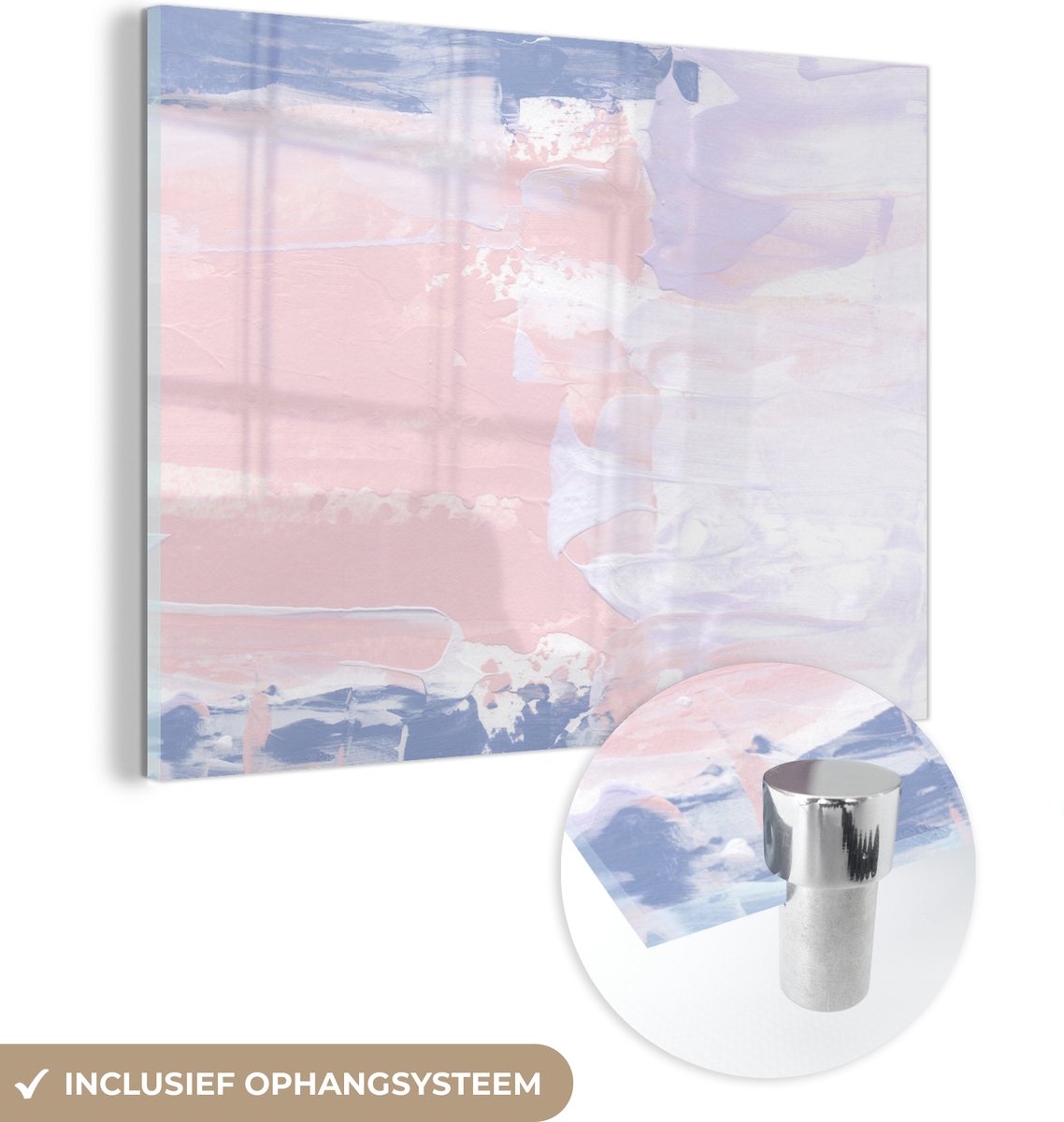 MuchoWow® Glasschilderij 40x30 cm - Schilderij acrylglas - Pastel - Design - Verf - Foto op glas - Schilderijen
