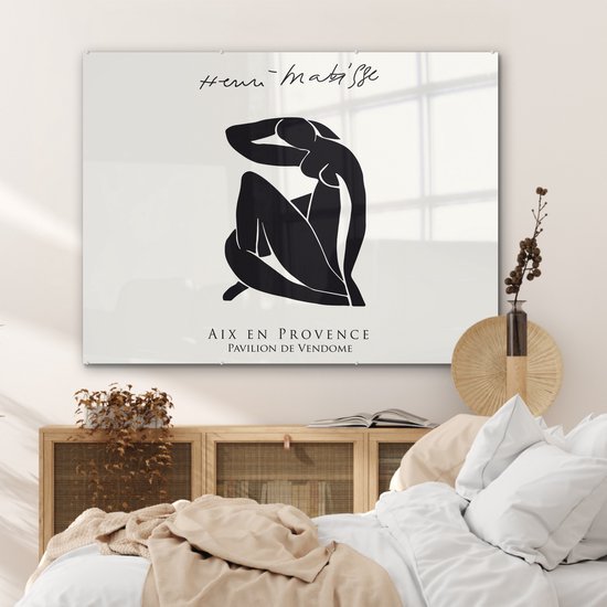 MuchoWow® Peinture sur verre 120x90 cm - Peinture sur verre acrylique - Femme - Abstrait - Zwart - Henri Matisse - Photo sur verre - Peintures
